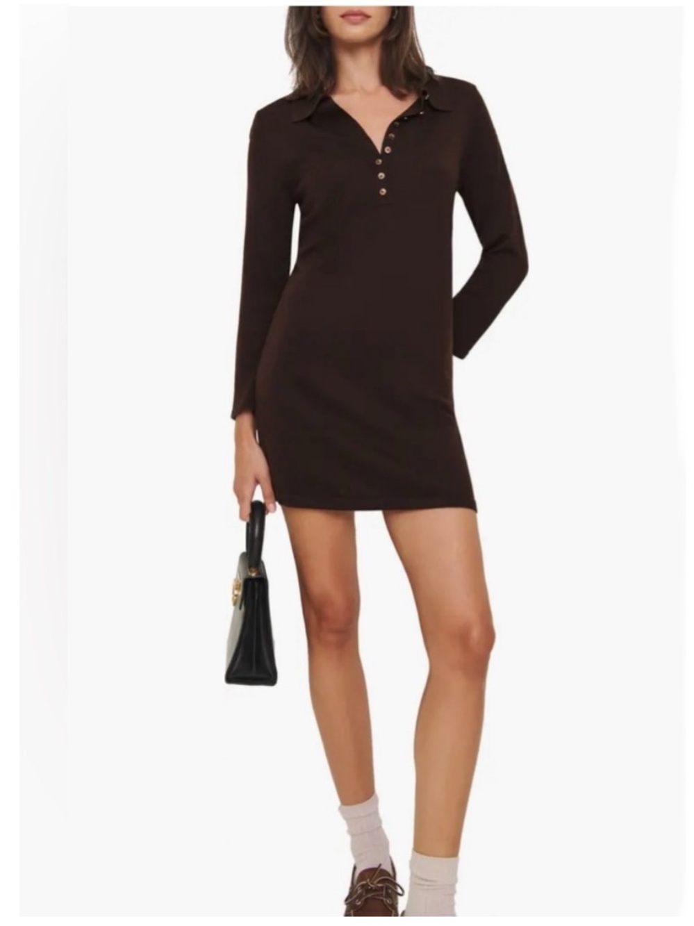Reformation Luell Merino Wool Polo Mini Dress
